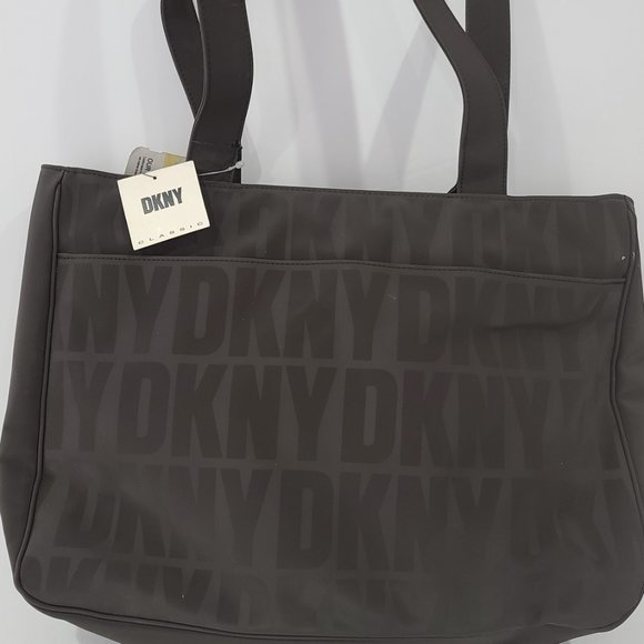 🧡NEW VINTAGE DKNY CLASSIC LARGE DARK BROWN TOTE NWT - Picture 1 of 11
